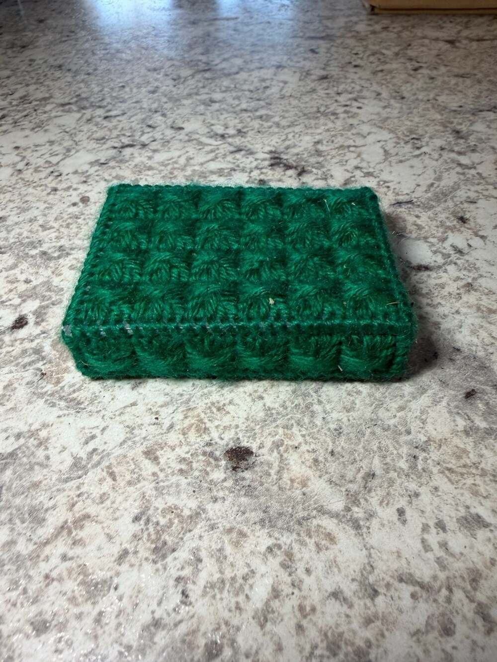 Handmade Plastic Canvas Needlepoint Box Size 4.5" Green